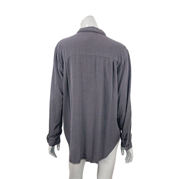 CP SHADES Women's Rayon Oversize Button Down Shirt in Gray Size Small - Picture 4 of 13